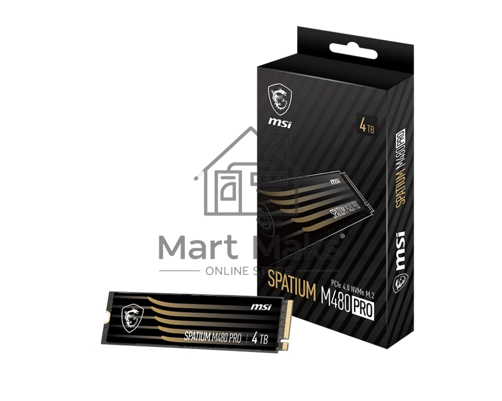 Накопитель SSD MSI SPATIUM M480 PRO, 4TB, PCIe 4.0 x4, M.2 2280, NVMe, R/W 7400/7000