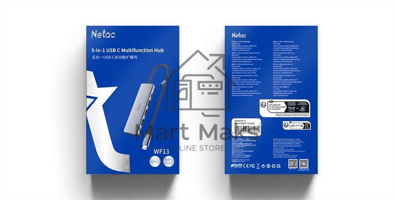 USB-концентратор Netac Hub WF13, Type-C to USB3.0+USB2.0*2+100W PD+HDMI (repl. NT08WF13-30GR)