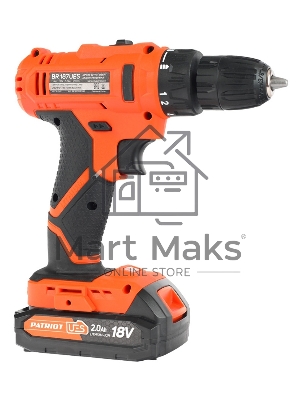 Дрель-шуруповерт Patriot BR 187UES, Аккумуляторная, 18В, 2 АКБ, Кейс