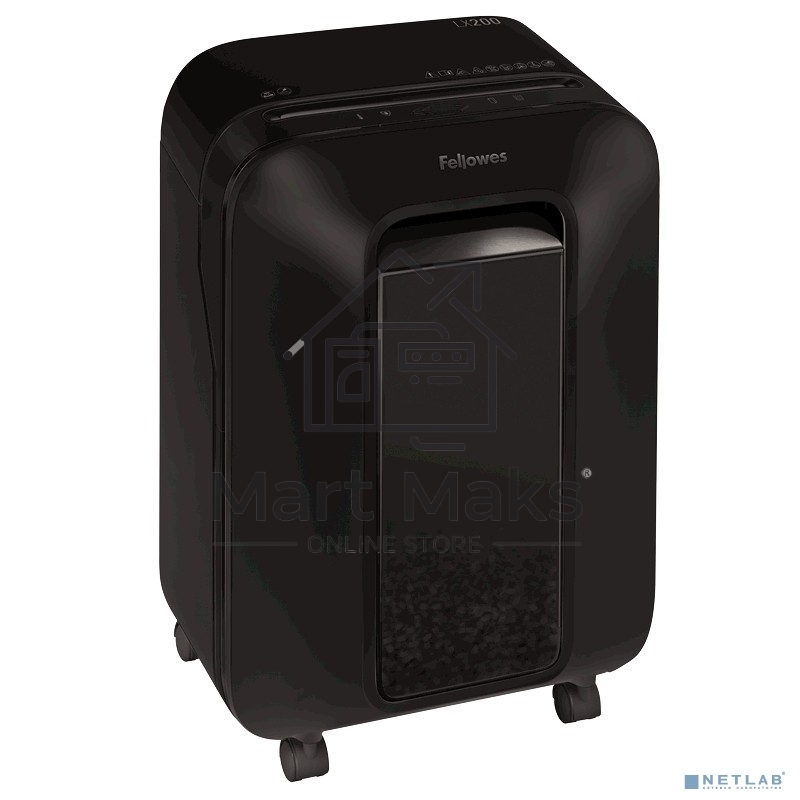 Шредер Fellowes PowerShred LX200 черный (секр.P-4)/перекрестный/12лист./22лтр./скрепки/скобы/пл.карты