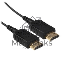 Кабель HDMI CP-HM-HM-1M Wize,1 м, v.2.0, K-Lock, soft cable, 19M/19M, позол.разъемы, экран, темно-серый, пакет