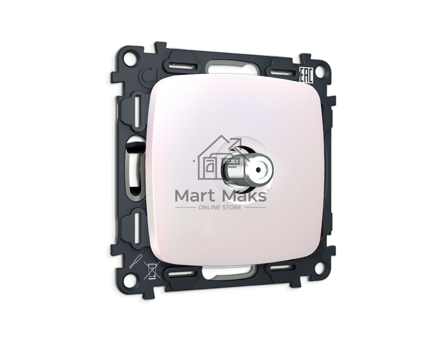 Комплект механизма TV розетки SAT 5-2400MHz 3.5dB OMEGA Жемчуг QUANT (OP2130, VM215) MO213050