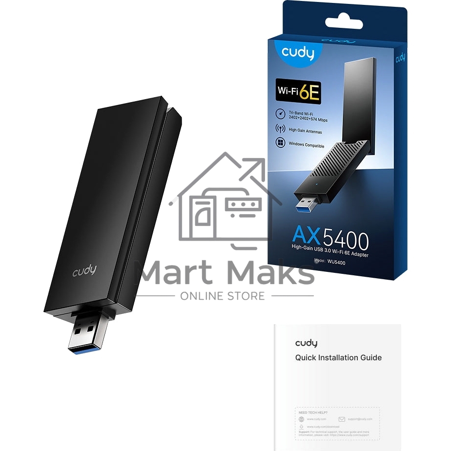 Сетевой адаптер Wi-Fi Cudy WU5400 AXE5400 USB 3.0 (ант.внеш.несъем.) 2ант.