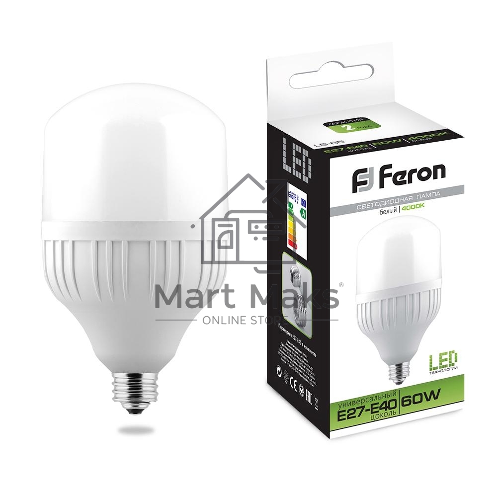Лампа светодиодная FERON LB-65 (25821) 60W 230V E27-E40 4000K
