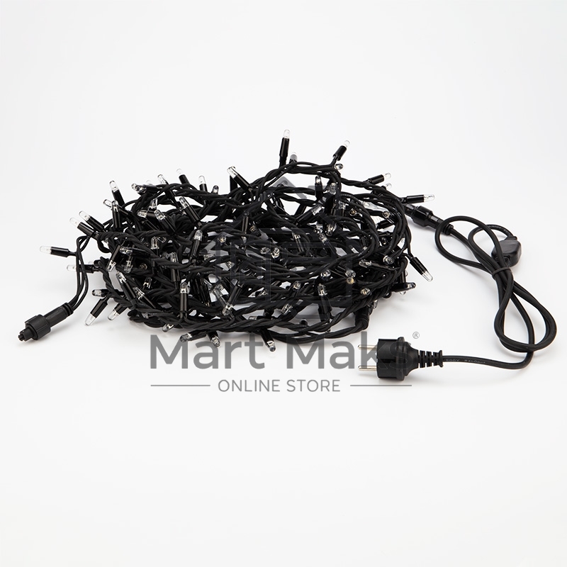 Гирлянда модульная «Дюраплей LED» 10 м, 200 LED, черный каучук, цвет свечения белый NEON-NIGHT