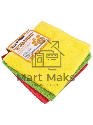 Набор из 3-х салфеток из микрофибры Рыжий кот MFS-02/3, размер: 30*30 см