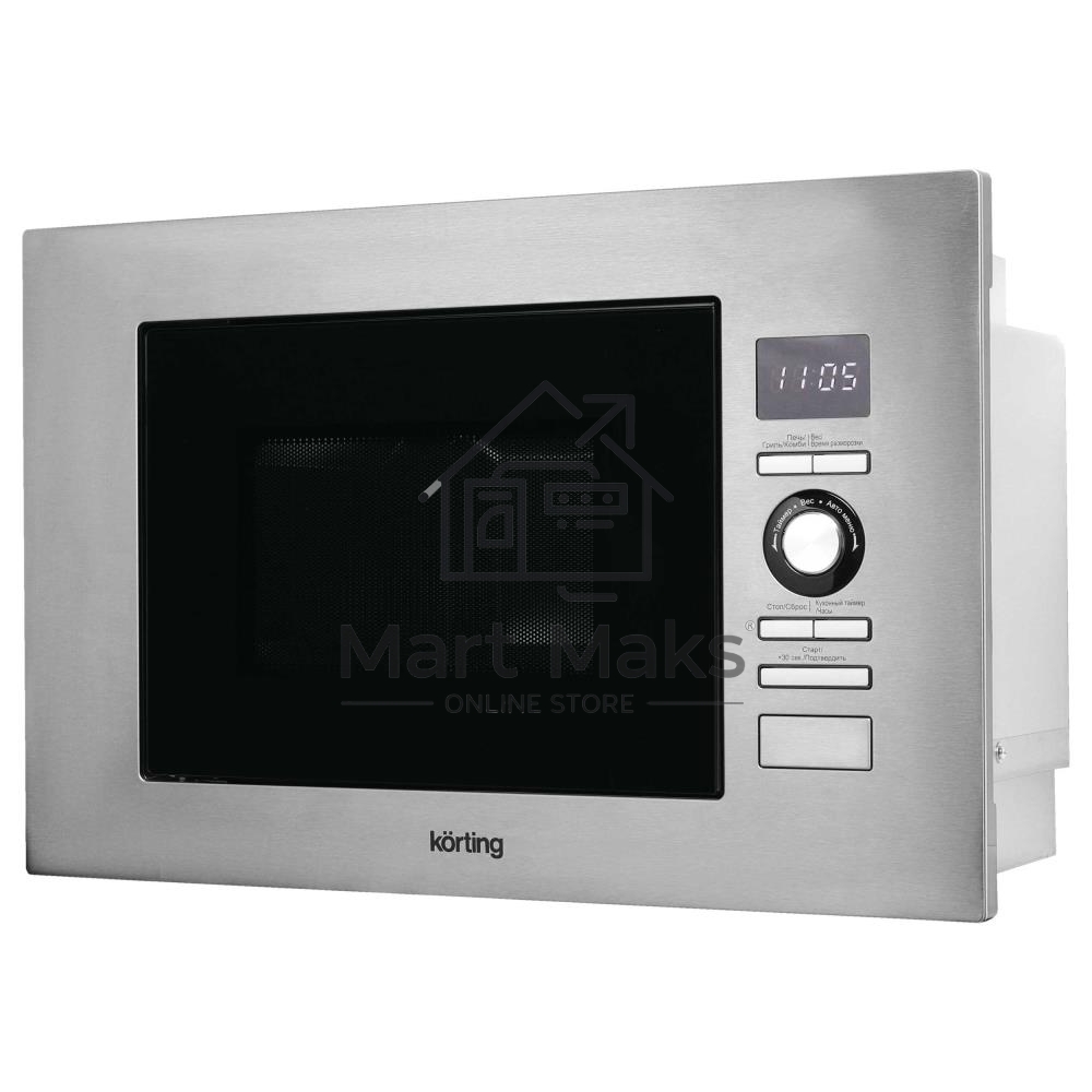Встраиваемая микроволновая печь Korting KMI 720 X / 38.8х59.4х34.5 см, 20 л, 900 Вт, гриль: 1000 Вт, электронное управление, LED дисплей, 8 автопрограмм, нержавеющая сталь
