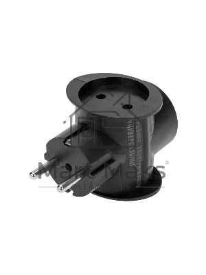 Тройник электрический универсальный 16 А одно гнездо с заземлением черный Rexant