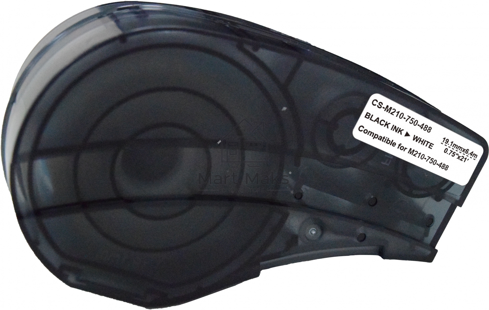 Картридж ленточный Cactus CS-M210-750-488 черный шрифт, белый фон, 19.1мм, 6.4м для Brady M210/M211/M210-LAB