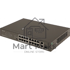 Коммутатор Tenda TEF1118P-16-150W, 16×100 Мбит/с PoE + 2×1 Гбит/с Uplink + 1×1 Гбит/с SFP, неуправляемый