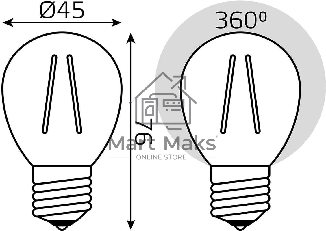 Лампа филам. Gauss Filament 10Вт цок.:E27 шар св.свеч.бел.теп. (упак.:1шт) (52210)