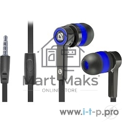 Гарнитура Defender Pulse-420 черный/синий 4-пин 3 5 мм jack кабель 1.2 м