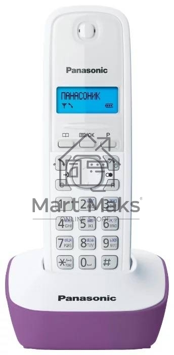 Телефон беспроводной (DECT) Panasonic KX-TG1611RUF (сиреневый) АОН, Caller ID,12 мелодий звонка,подсветка дисплея,поиск трубки