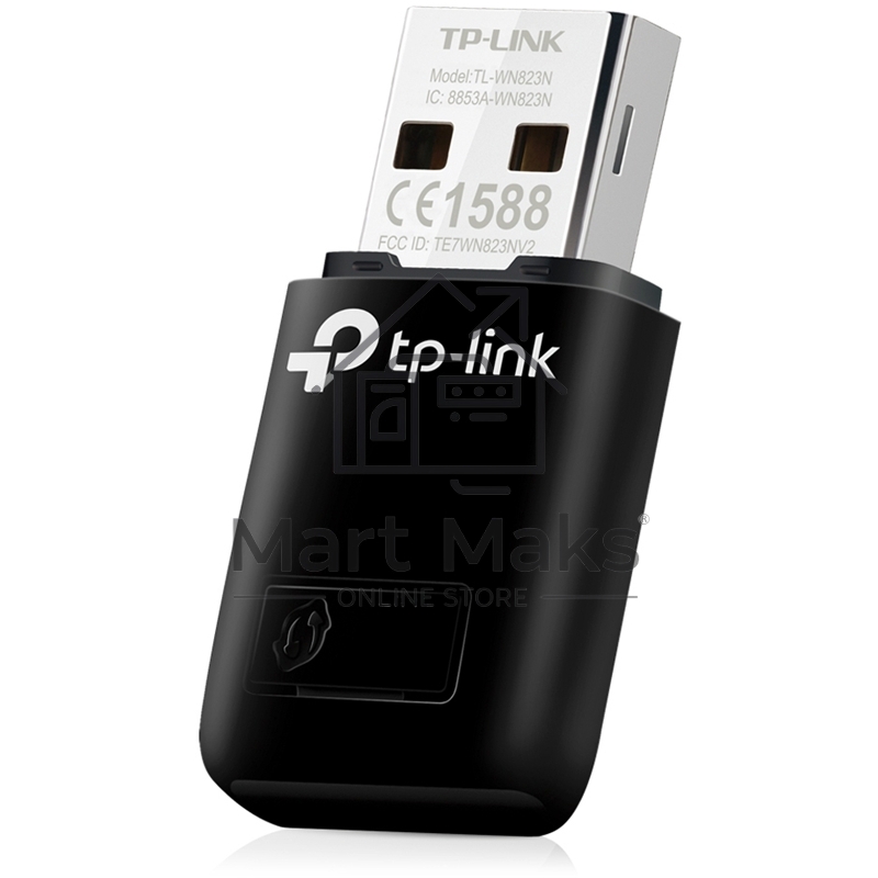 Сетевой адаптер TP-Link SOHO TL-WN823N Беспроводной USB мини адаптер 300Мбит/с стандарта N c кнопкой QSS(Realtec)