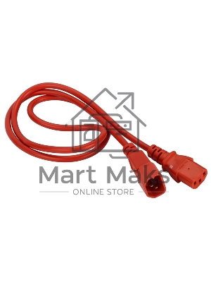 Шнур питания Lanmaster C13-C14, 3х0.75, 220В, 10А, красный, 7 метров