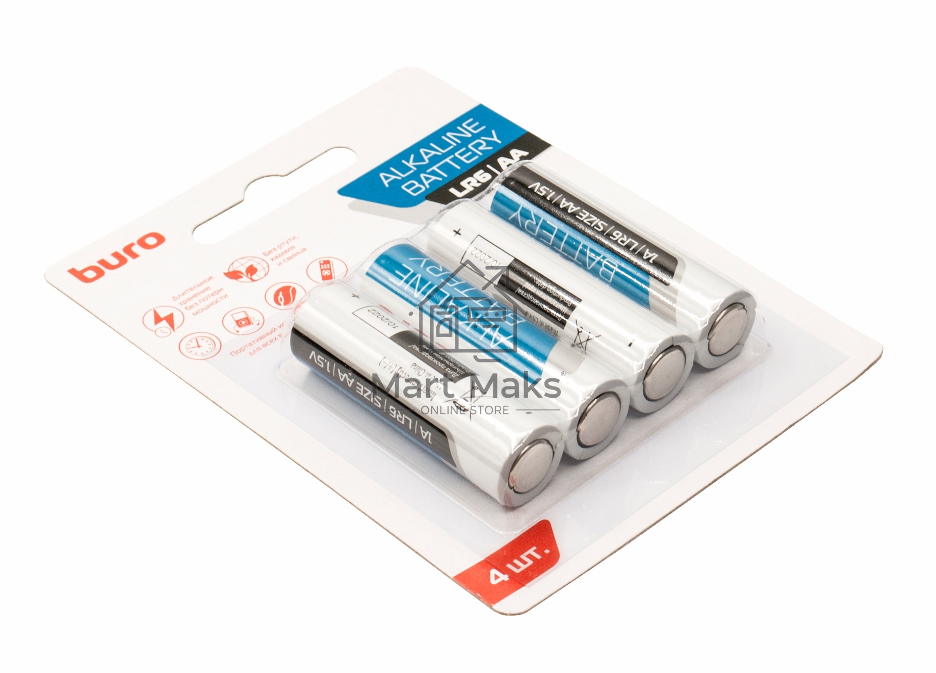 Батарея Buro Alkaline LR6 AA (4шт) блистер
