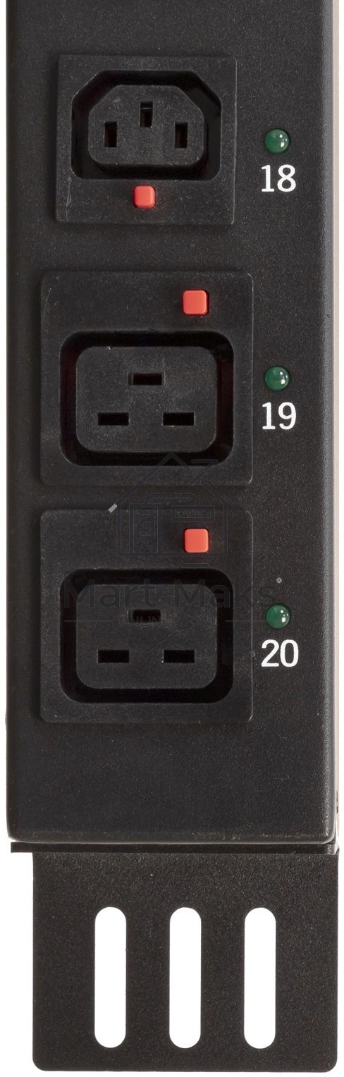 Блок распределения питания Powercom PDU-16AVMS20-18C13-2C19 18*C13+2*C19, 16A, 1,5U (1968234)