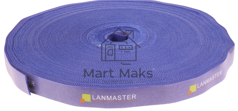 Хомут-липучка LANMASTER шириной 20 мм, 30 м, синий