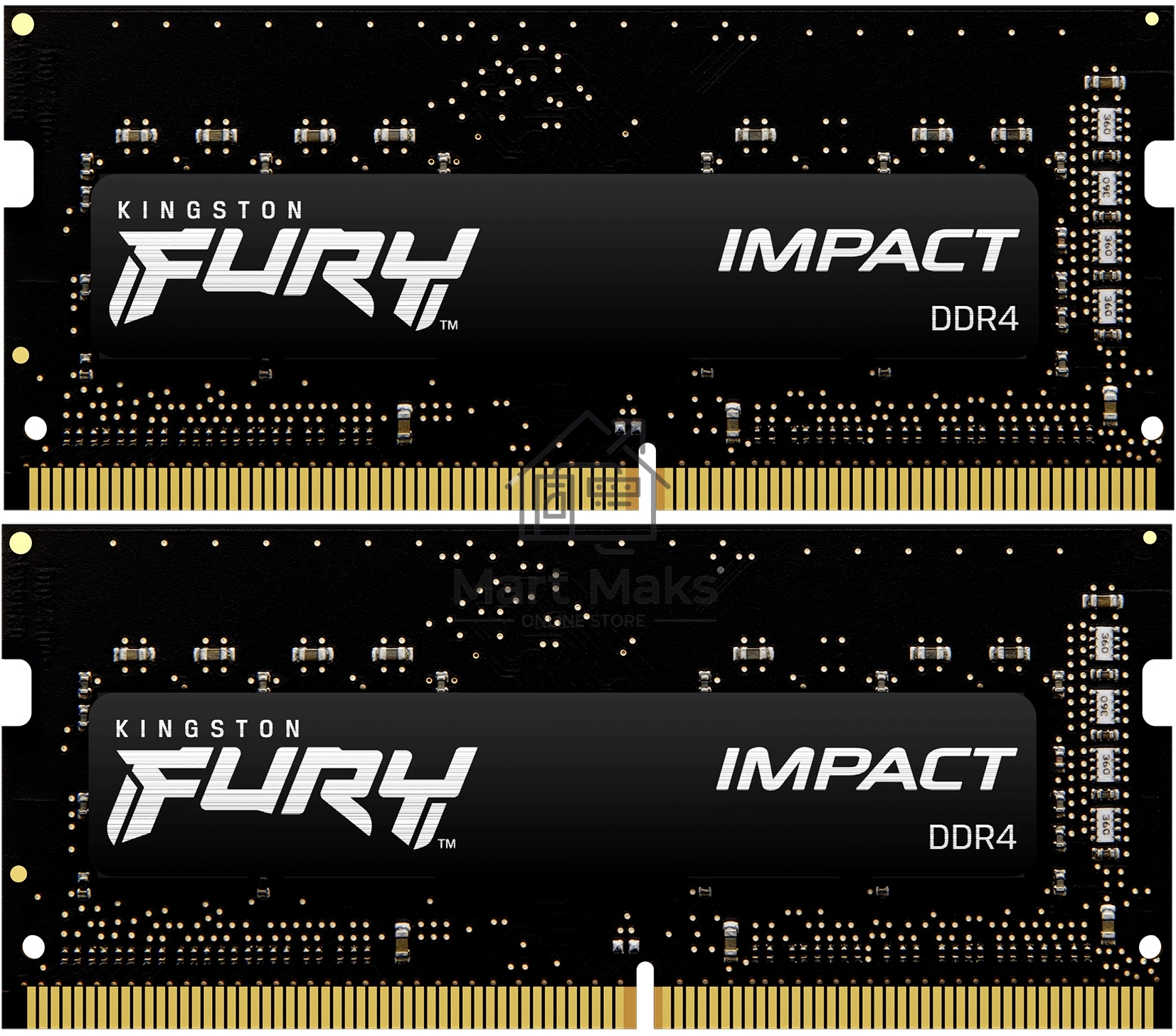 Оперативная память Kingston Fury Impact, DDR4, 16GB (2x8GB), 3200MHz, CL20, SO-DIMM