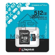 Флеш карта microSDXC 512Gb Kingston SDCG4/512Gb Canvas Go! Plus V10 A2 + adapter