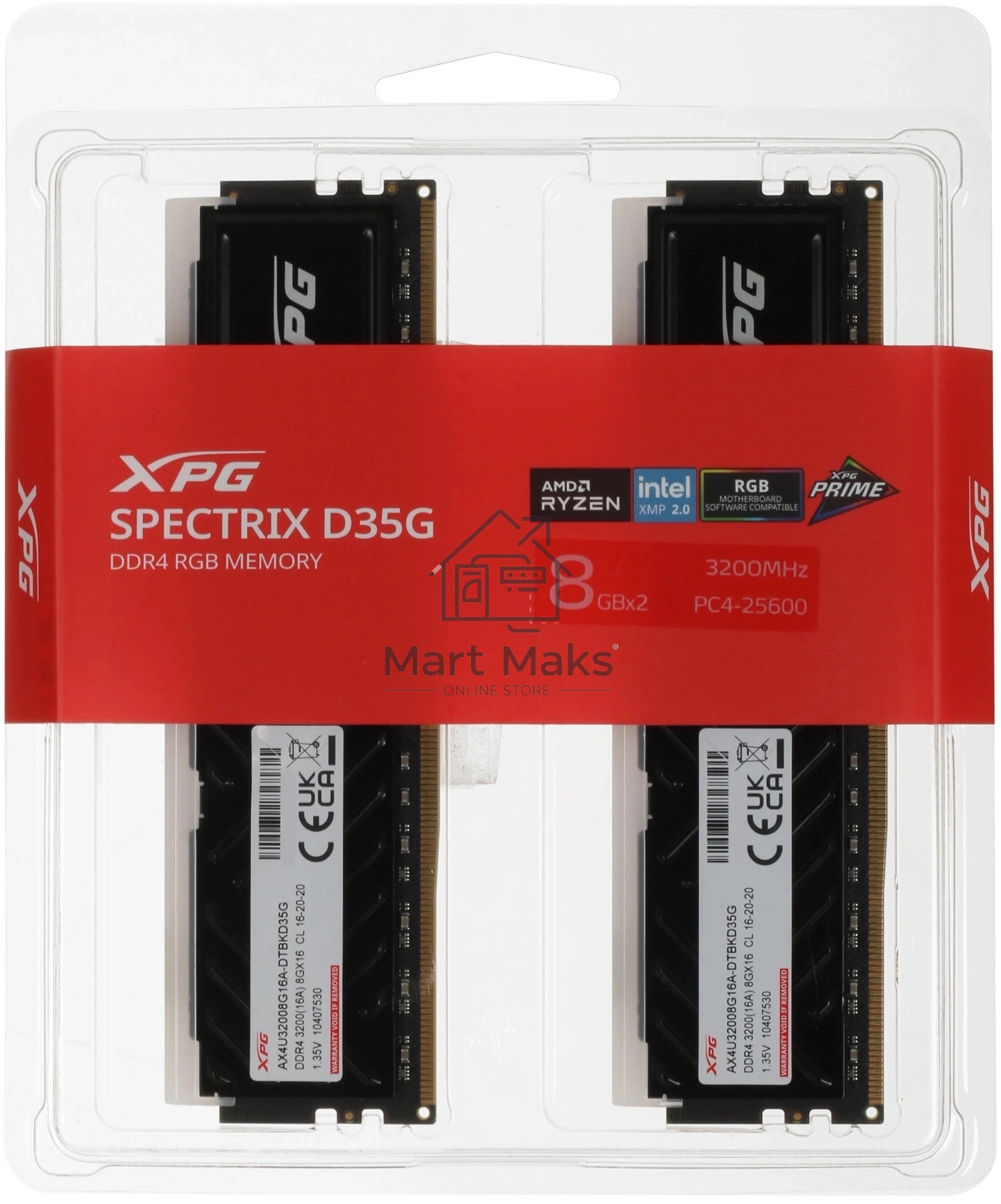 Модуль памяти ADATA DIMM 16GB (8GBx2) DDR4-3200 AX4U32008G16A-DTBKD35G