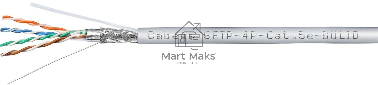 Кабель информационный Cabeus SFTP-4P-CAT.5E-SOLID-GY кат.5E SF/UTP 4 пары 0.6AWG PVC внутренний 305м серый