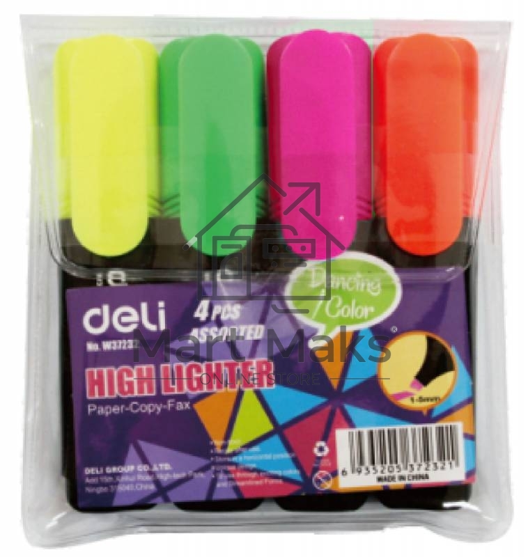 Набор маркеров текстовых Deli E37232 скошенный пиш. наконечник 1-5мм 4цв. пакет с европодвесом (4шт.)