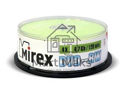 Диск DVD-RW Mirex 4.7 Gb, 4x, Cake Box (50), (50/300)