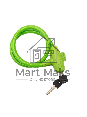 Тросовый замок взломостойкий для велосипедов и колясок с ключом Четыре сезона 65 см зеленый 79-0363