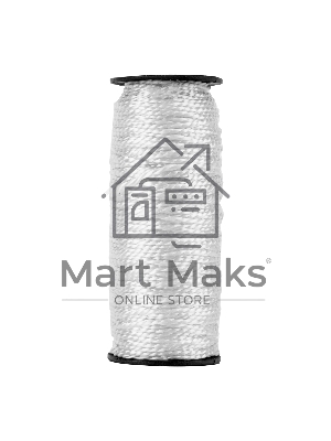 Шнур крученый капроновый Сибртех 93964 2 мм, L 50 м, 70 кгс, на катушке, Россия, белый