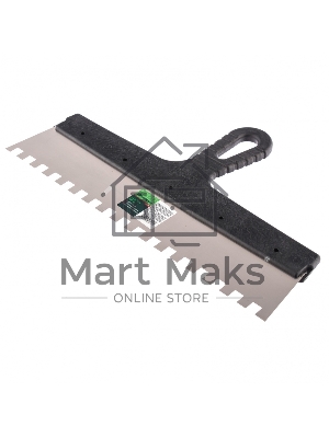 Шпатель из нержавеющей стали Сибртех 350 мм, зуб 10х10 мм, пластмассовая рукоятка