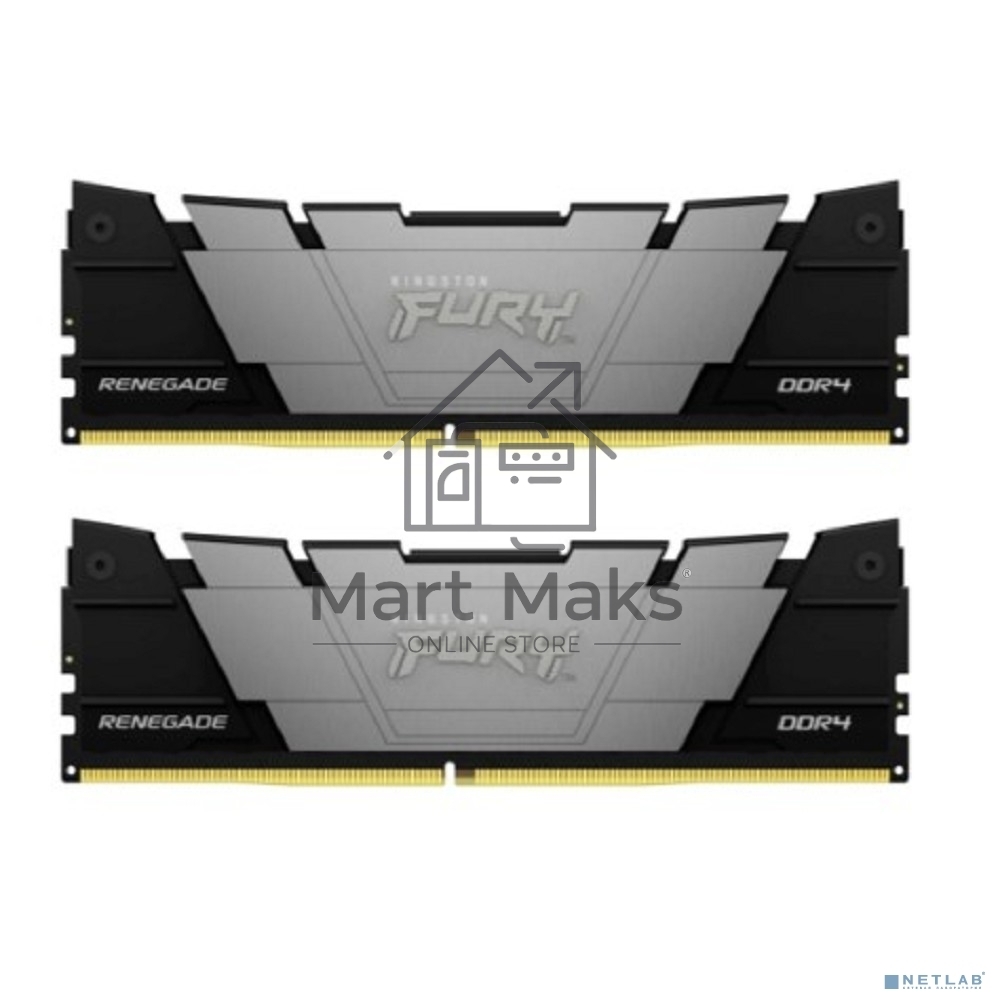 Оперативная память Kingston Fury Renegade, DDR4, 32GB (2x16GB), 3200MHz, CL16, DIMM, с радиаторами, серый/черный