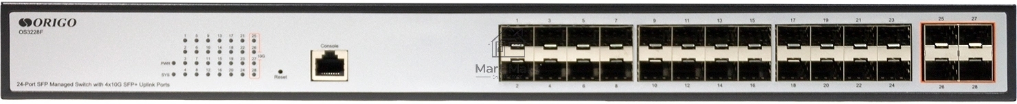 Коммутатор ORIGO Managed L3 Switch 24x1000Base-X SFP, 4x10GBase-X SFP+, RJ45 Console, 19
