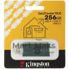 Флешка USB Kingston DataTraveler Duo (DTDEG2/256Gb), 256Gb, USB3.2/Type-C, R/W 150/60, зеленая