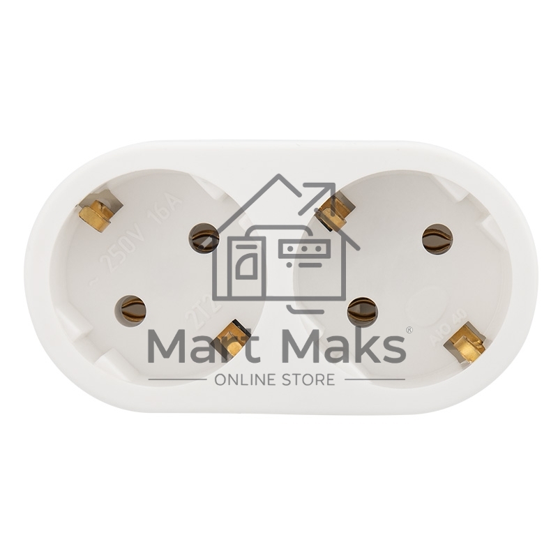 Двойник электрический 16 А с заземлением белый Rexant