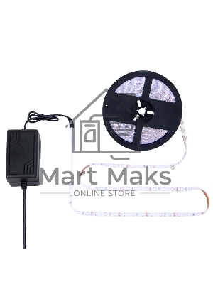 Комплект светодиодной ленты 5 м с блоком питания IP65, холодное белое свечение 6500 К LAMPER