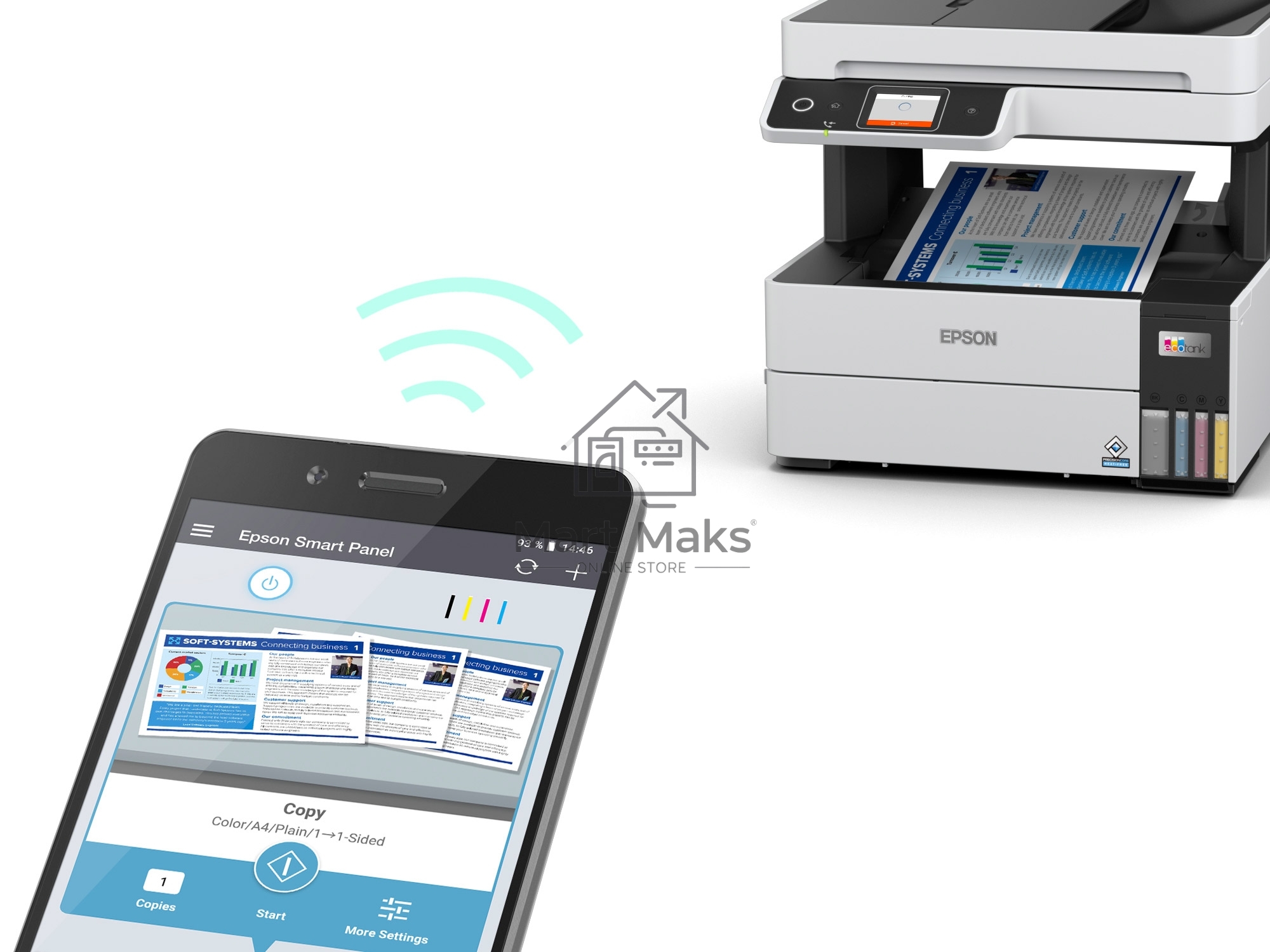 МФУ струйный Epson L6490 (C11CJ88405), A4, цветной, печ. до 17 стр/мин. (ч/б) до 9.5 стр/мин. (цвет), 1200 x 4800 dpi (печать) 1200x2400dpi (скан.), USB, RJ-45, Wi-Fi