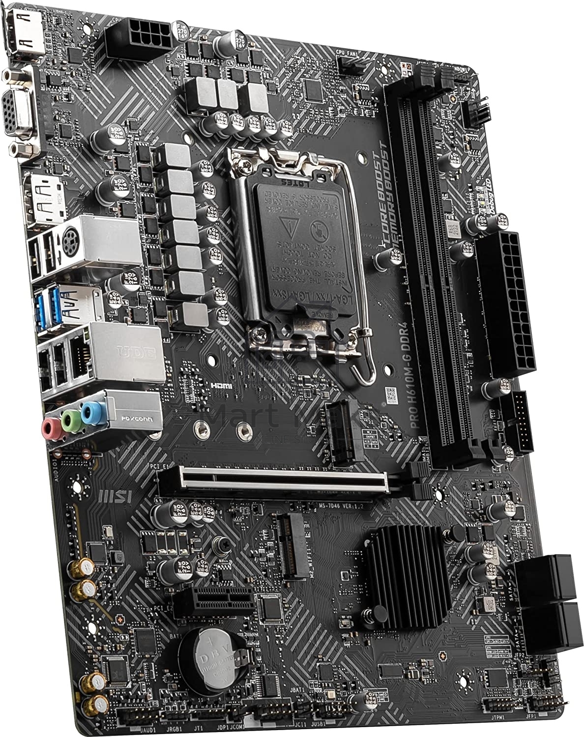 Материнская плата MSI PRO H610M-G DDR4, LGA 1700, Intel H610, 2xDDR4, 4xSATA, 1xM.2, 1xPCIe 4.0 x16, 1xPCIe 3.0 x1, 1xHDMI, 1xDP, 1xVGA, 1xRJ45 1Gb, 2xUSB-A 3.2 Gen 1, 4xUSB-A 2.0, 3x3.5мм, 7.1, mATX
