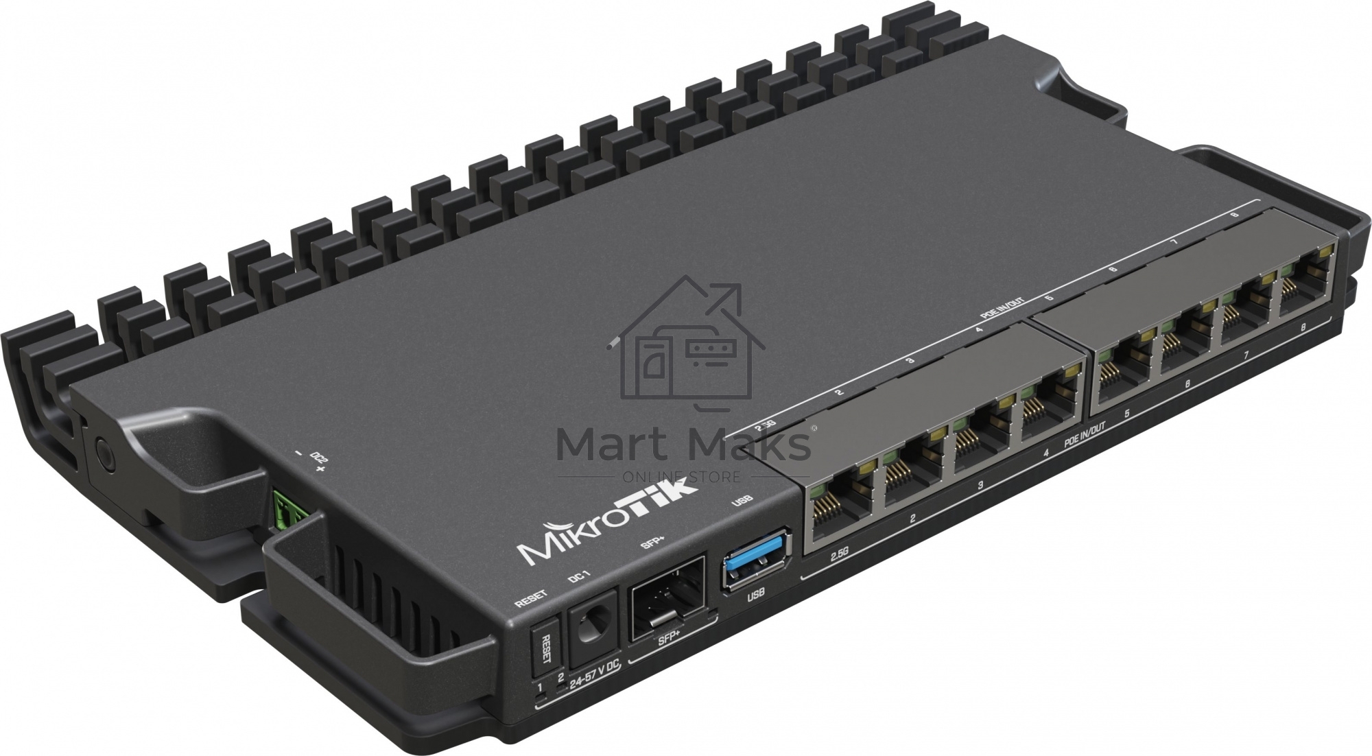 Маршрутизатор Mikrotik RB5009UPr+S+IN,7х 1G RJ45, 2.5G RJ45, 10G SFP+, 1xPoE in, 7x PoE out