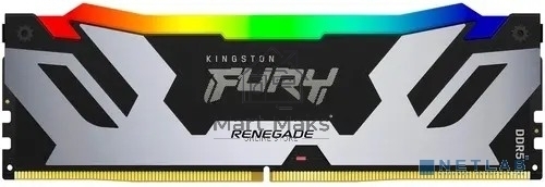 Оперативная память Kingston Fury Renegade, DDR5, 16GB (1x16GB), 6400MHz, CL32, DIMM, с радиатором, RGB, серебристый/черный