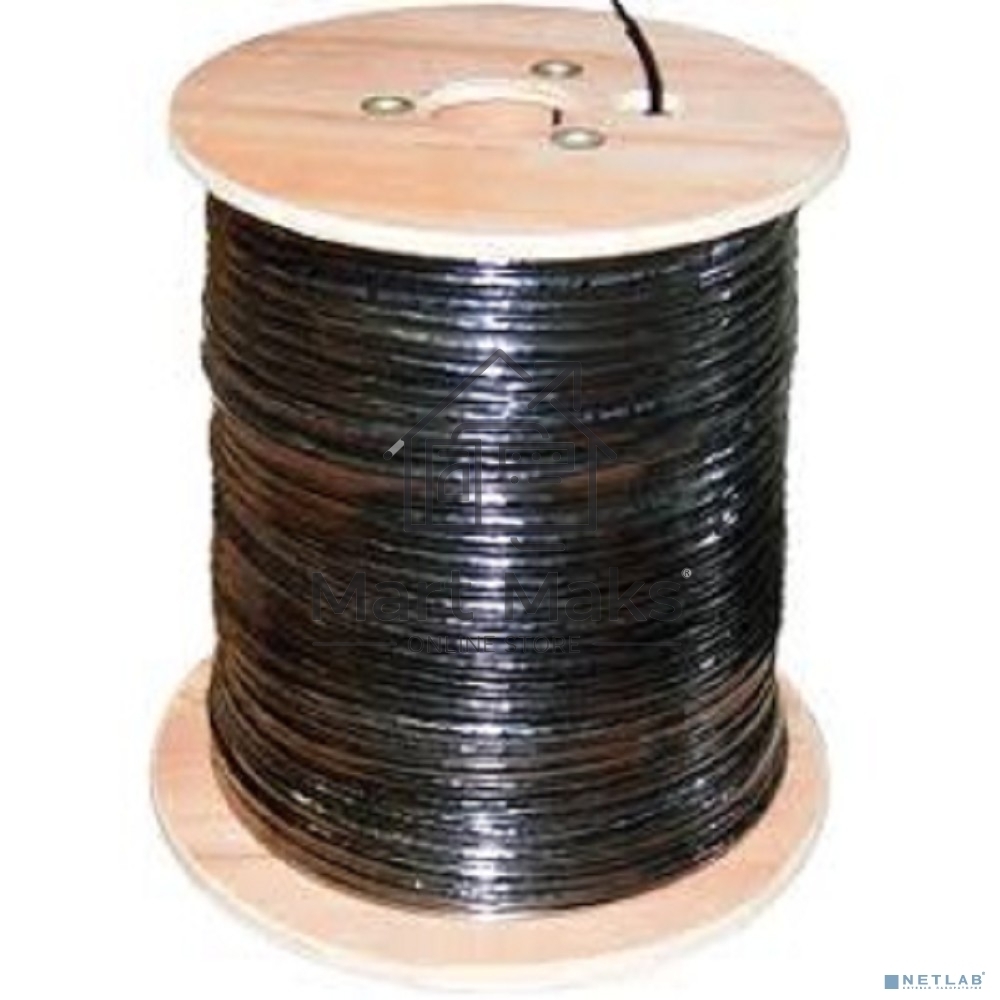 Кабель витая пара F/UTP, категория 5e, PE, 4PR, 24AWG, внешний, черный, с тросом, 305 м