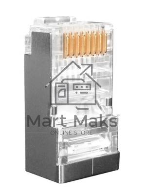 Разъем RJ-45(8P8C) Hyperline PLUG-8P8C-U-C6-SH-100 под витую пару, категория 6 (50 µ''/ 50 микродюймов), экранированный, универсальный (для одножильного и многожильного кабеля) (100 шт)