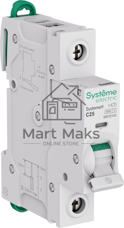 Автоматический выключатель Systeme Electric S9F22125 Systeme9 C 25A 1P 6kA 230В
