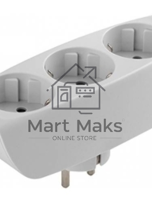 Тройник ЭРА SP-3e-W 3 гнезда, c заземлением, со шторками, белый