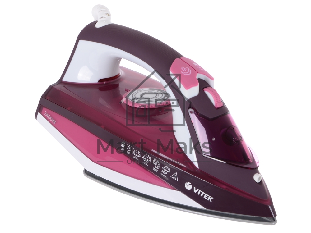 Утюг Vitek VT-1215 (PK) максимальная мощность 2400 Вт.Подошва Ceramic Ultra Care.