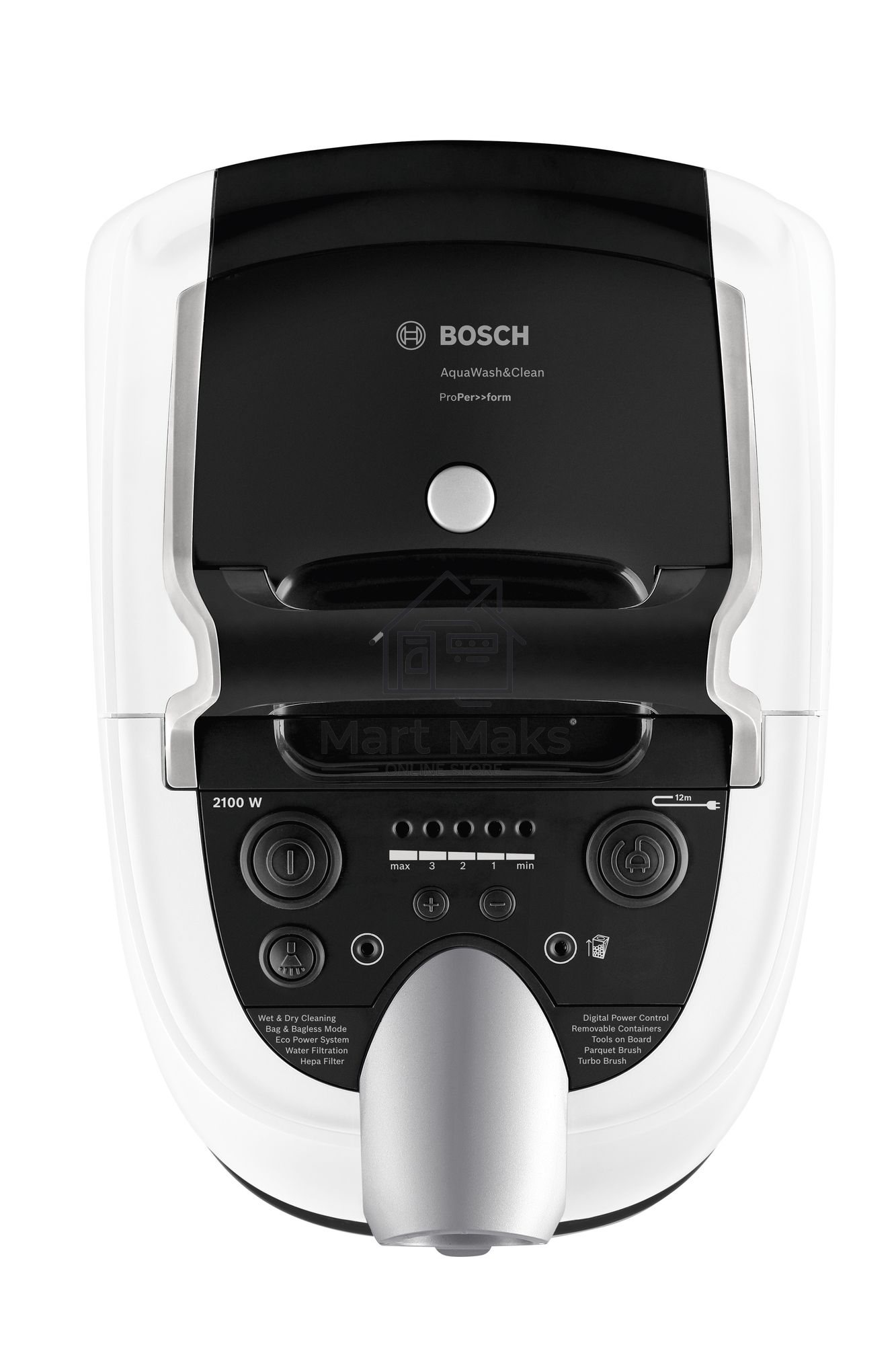 Пылесос Bosch BWD421PRO белый/черный, 230/2100 Вт, уборка влажная/сухая, пылесборник мешок/контейнер 5 л