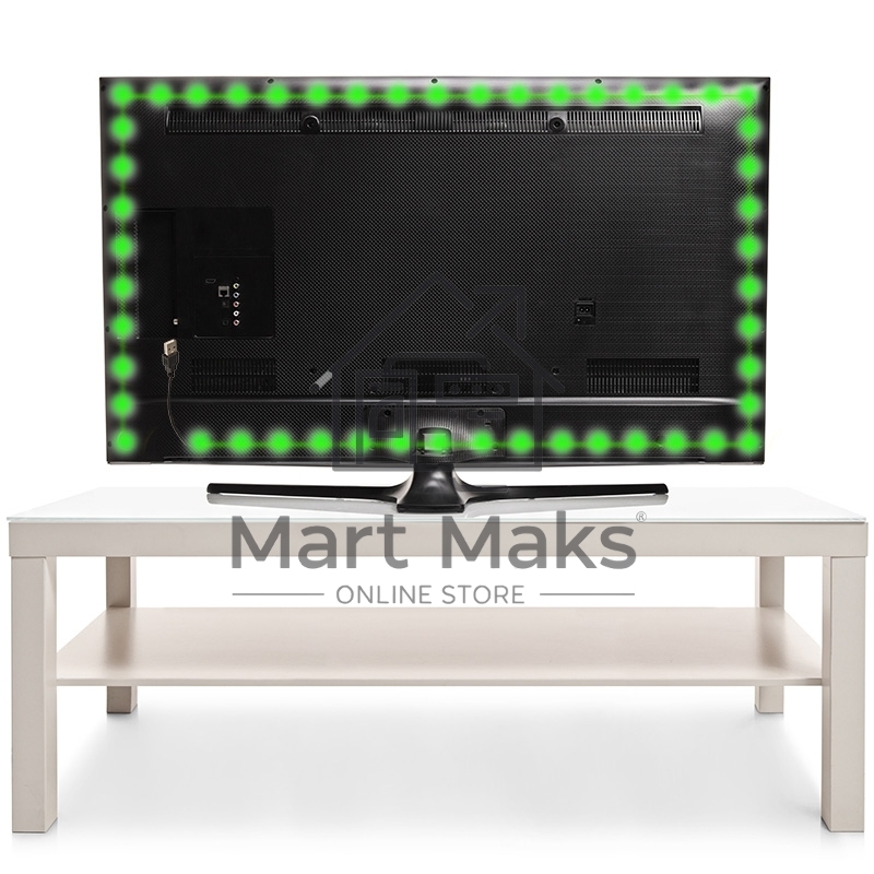 Лента LED с USB коннектором 5 В, 8 мм, IP65, SMD 2835, 60 LED/m, цвет свечения зеленый