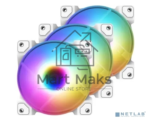 Комплект вентиляторов для корпуса ID-Cooling TF-12025-ARGB-TRIO-SNOW белый, 120 мм, 1500 об/мин, 30.5 дБ, 4 pin