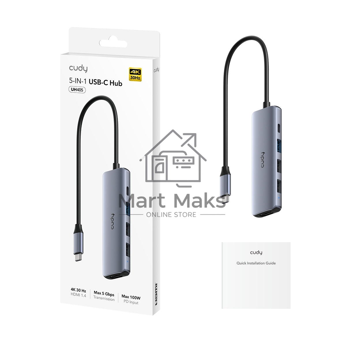 Адаптер CUDY 5-IN-1 USB-C Hub with 4K HDMI