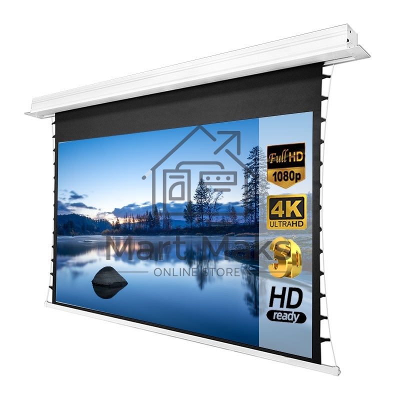 Экран для проектора S'OK SCPSMC-266X150ED45GF для встраивания в потолок моторизованный 120'' с боковым натяжением, полотно Grey Fiberglass, экстрадроп 45см